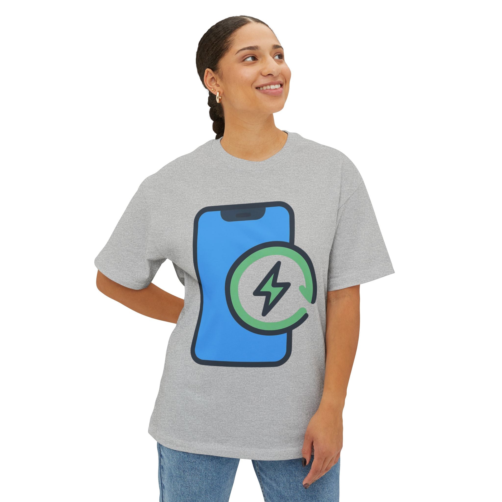 Phone Charging Icon Tee — Tech Recharge Graphic T-Shirt