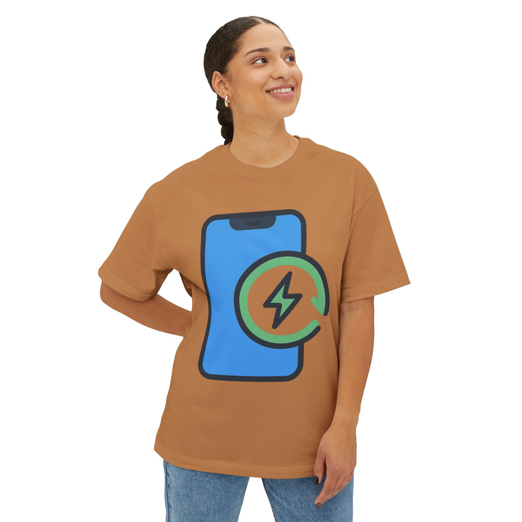 Phone Charging Icon Tee — Tech Recharge Graphic T-Shirt