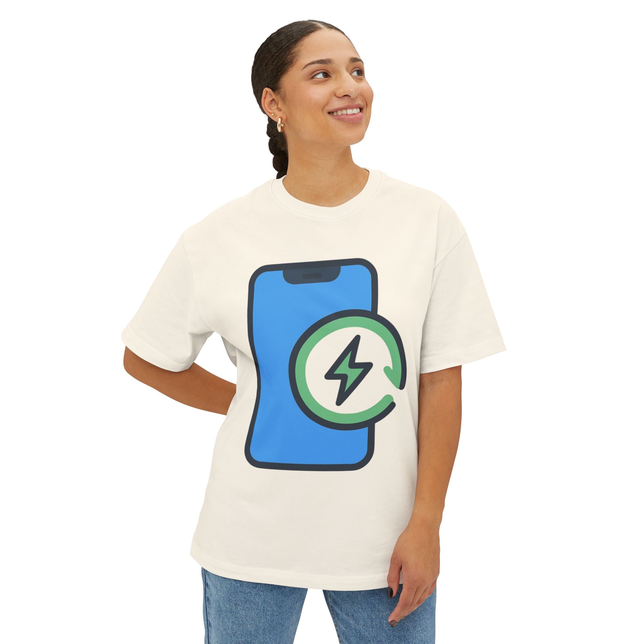 Phone Charging Icon Tee — Tech Recharge Graphic T-Shirt
