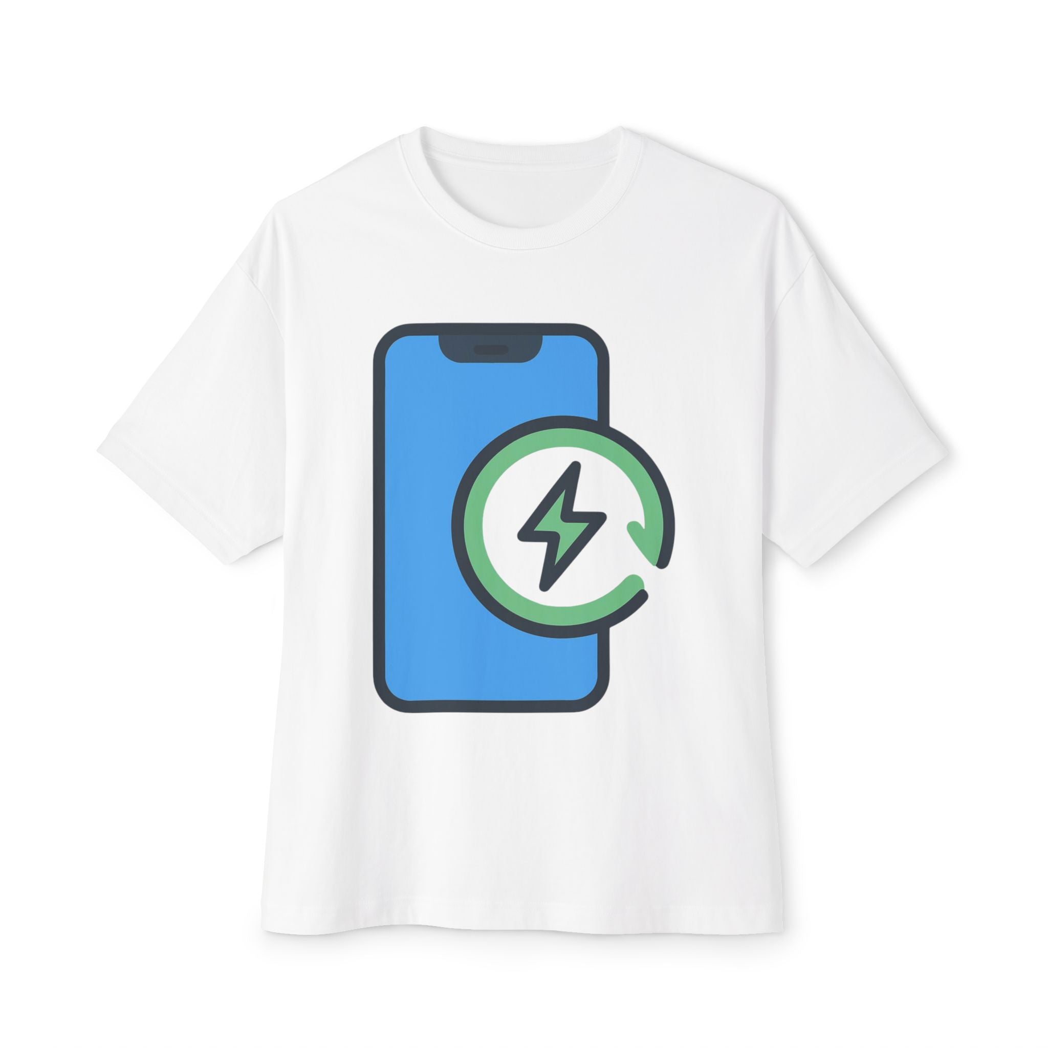 Phone Charging Icon Tee — Tech Recharge Graphic T-Shirt
