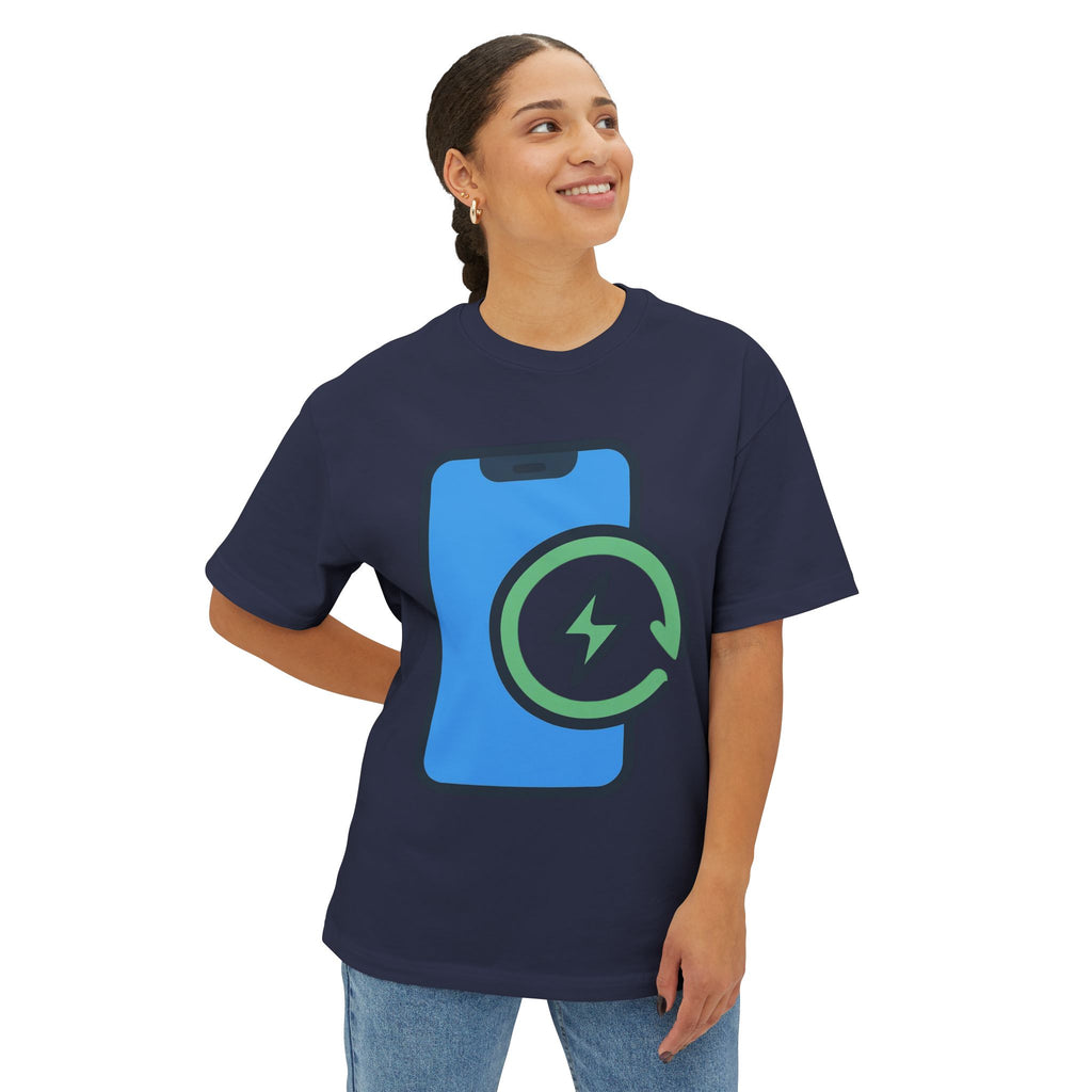 Phone Charging Icon Tee — Tech Recharge Graphic T-Shirt