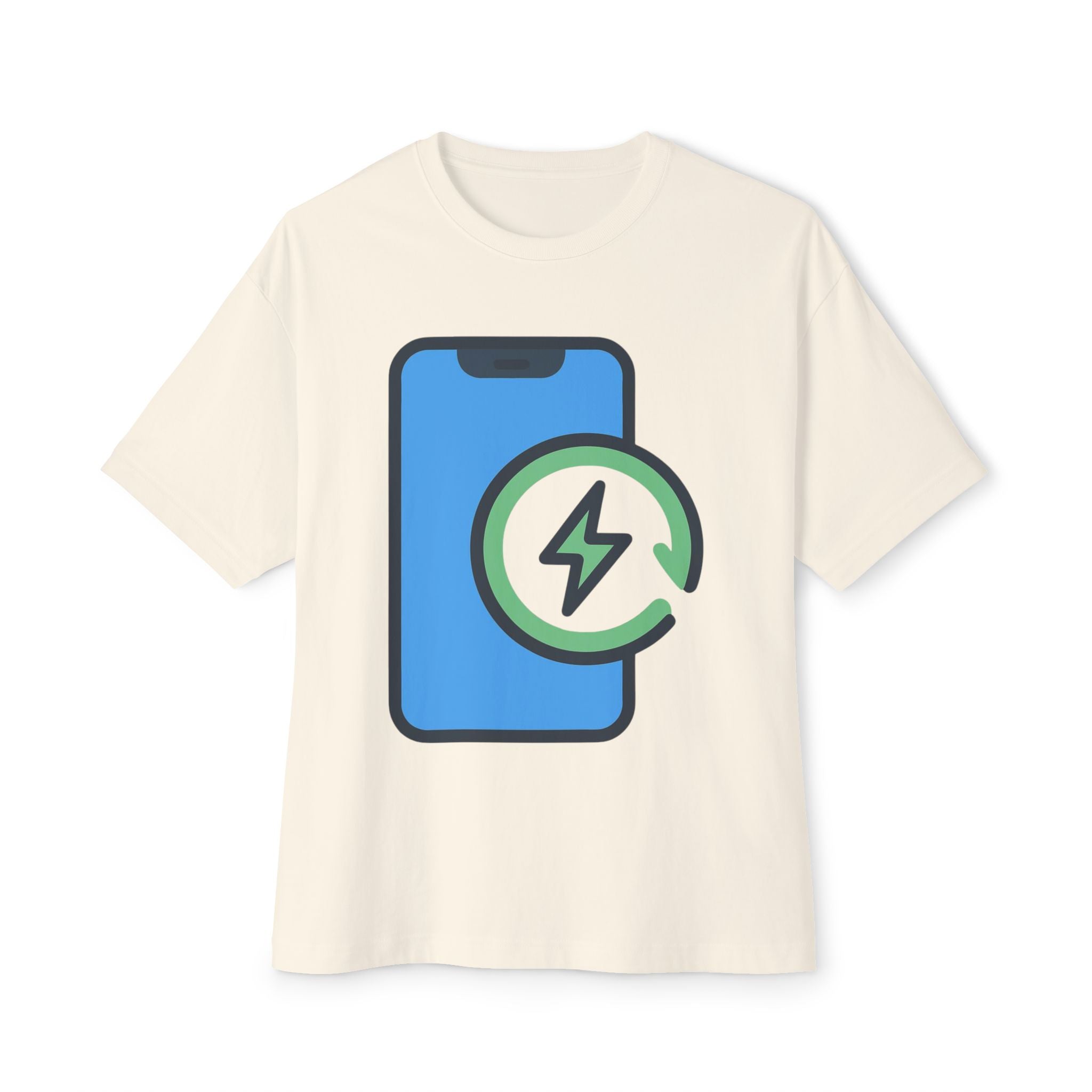 Phone Charging Icon Tee — Tech Recharge Graphic T-Shirt