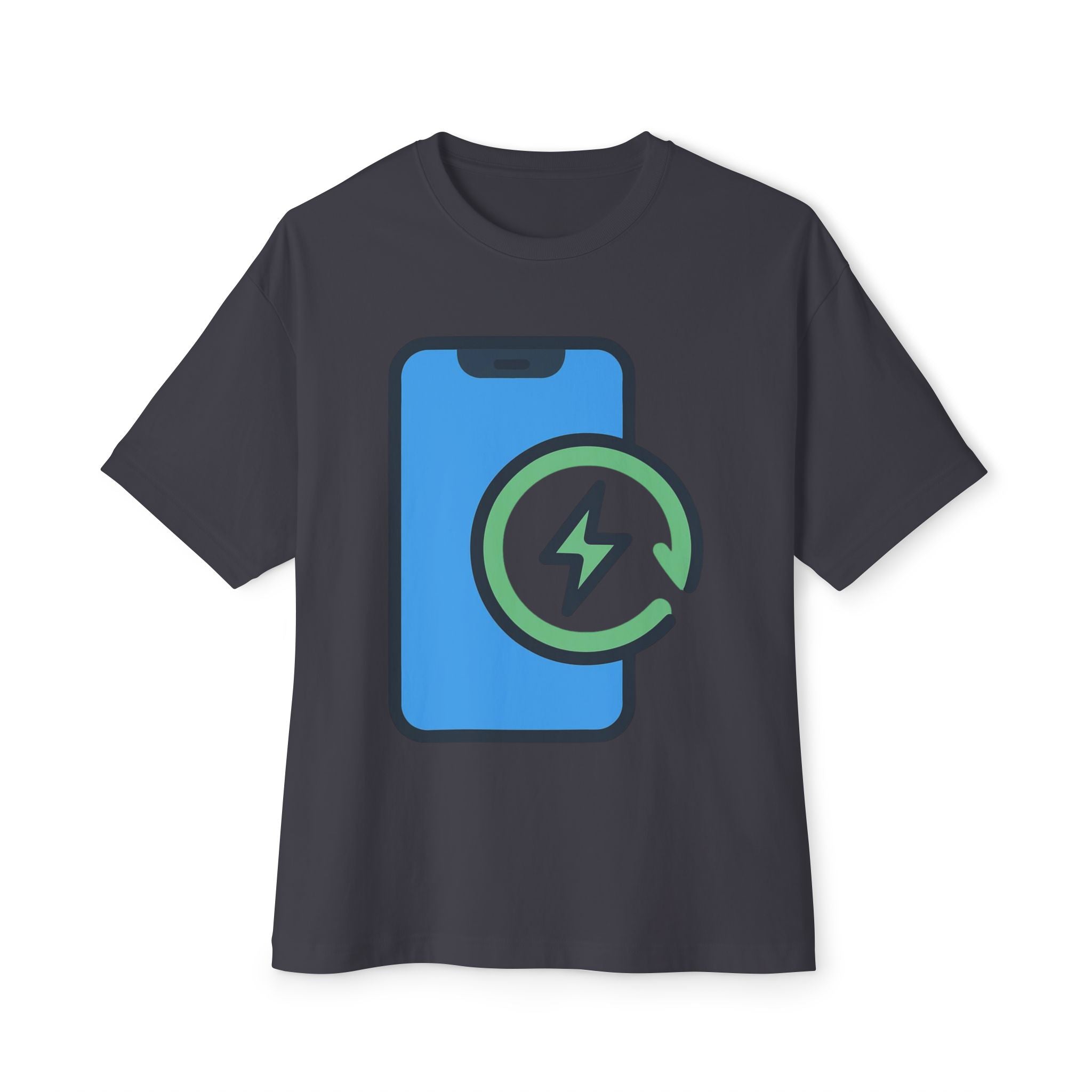 Phone Charging Icon Tee — Tech Recharge Graphic T-Shirt