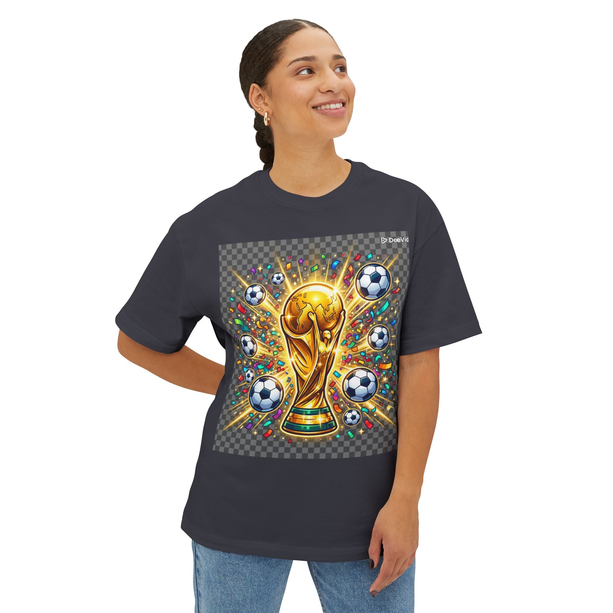 World Cup Trophy Soccer T-Shirt — Gold Cup Design for Football Fans