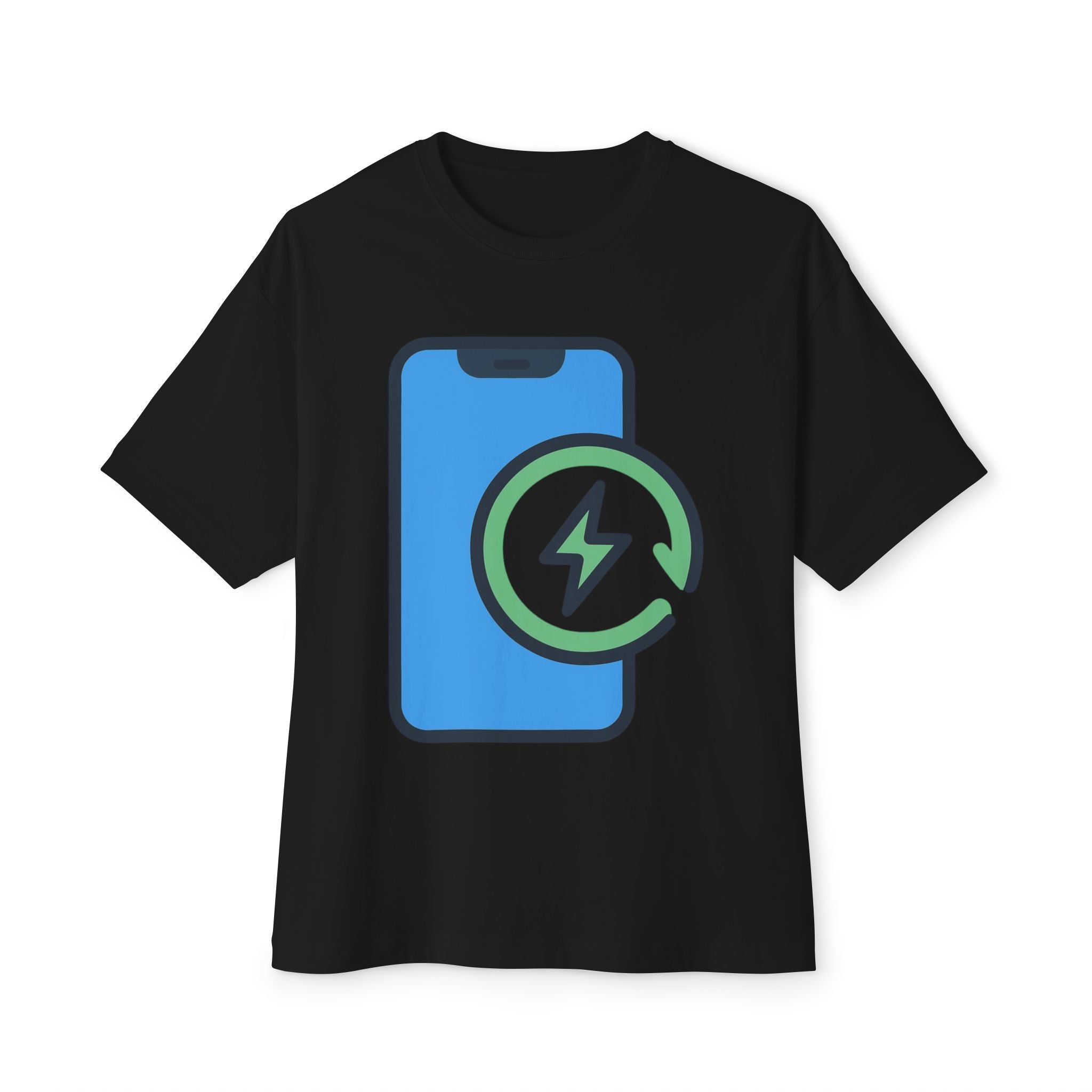 Phone Charging Icon Tee — Tech Recharge Graphic T-Shirt