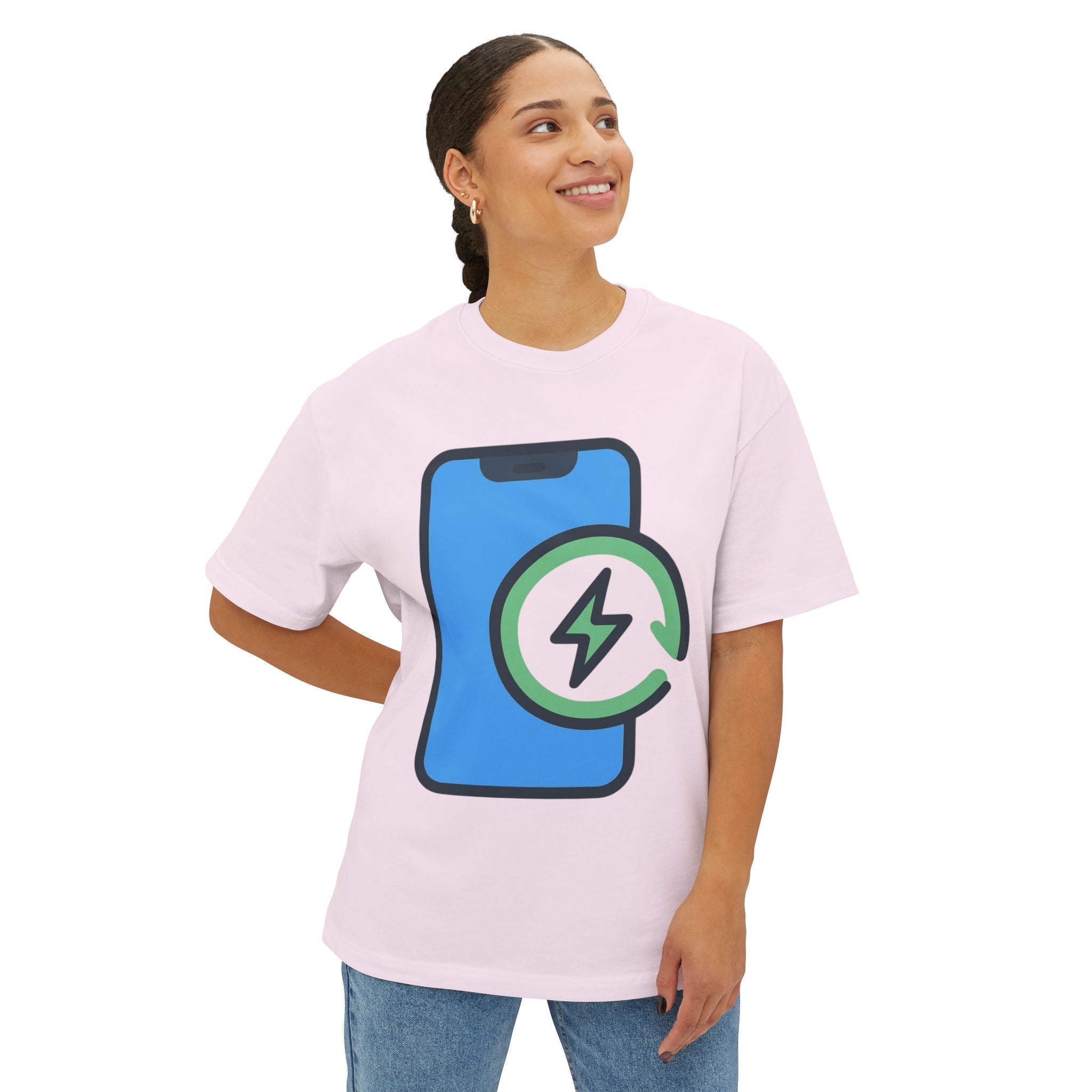 Phone Charging Icon Tee — Tech Recharge Graphic T-Shirt