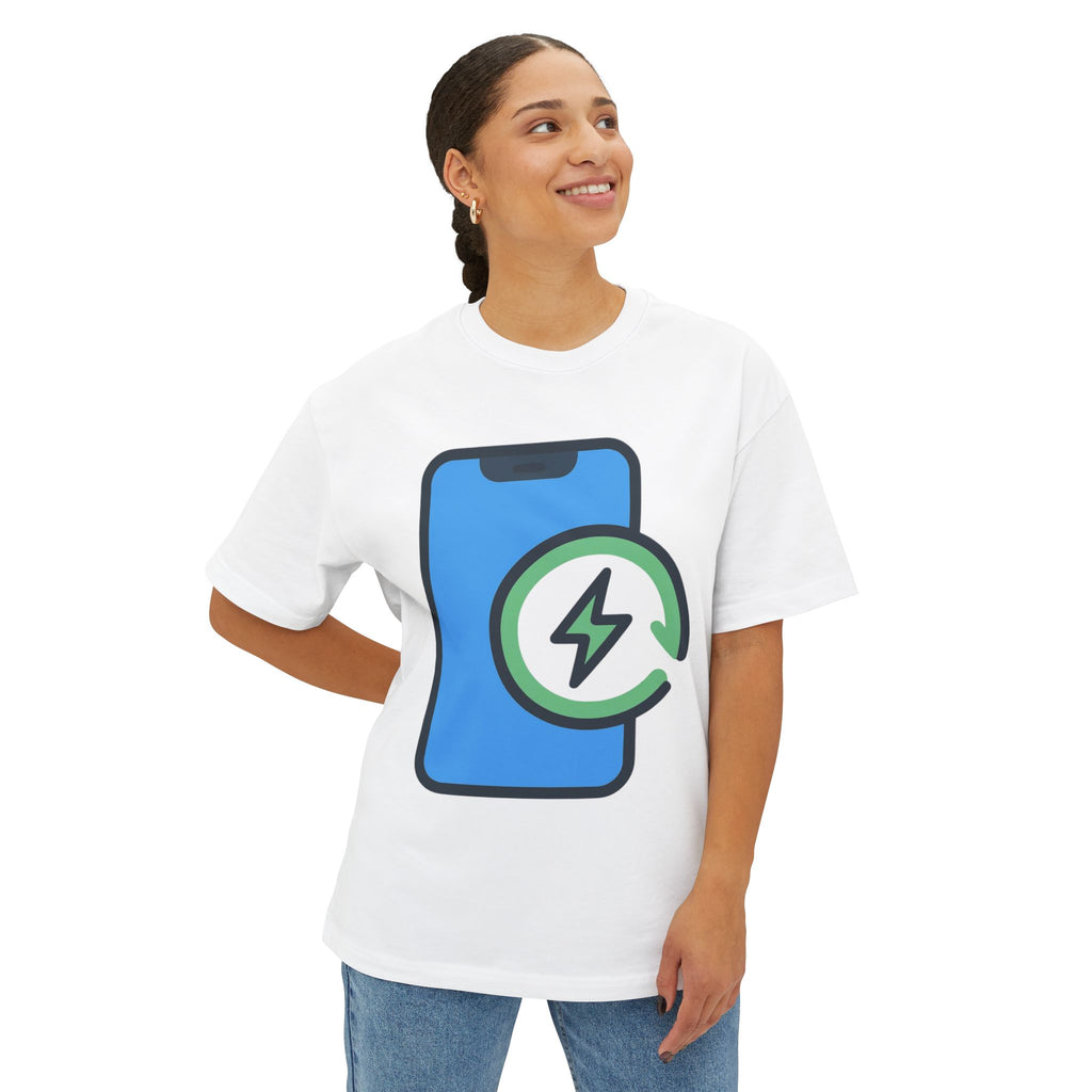 Phone Charging Icon Tee — Tech Recharge Graphic T-Shirt