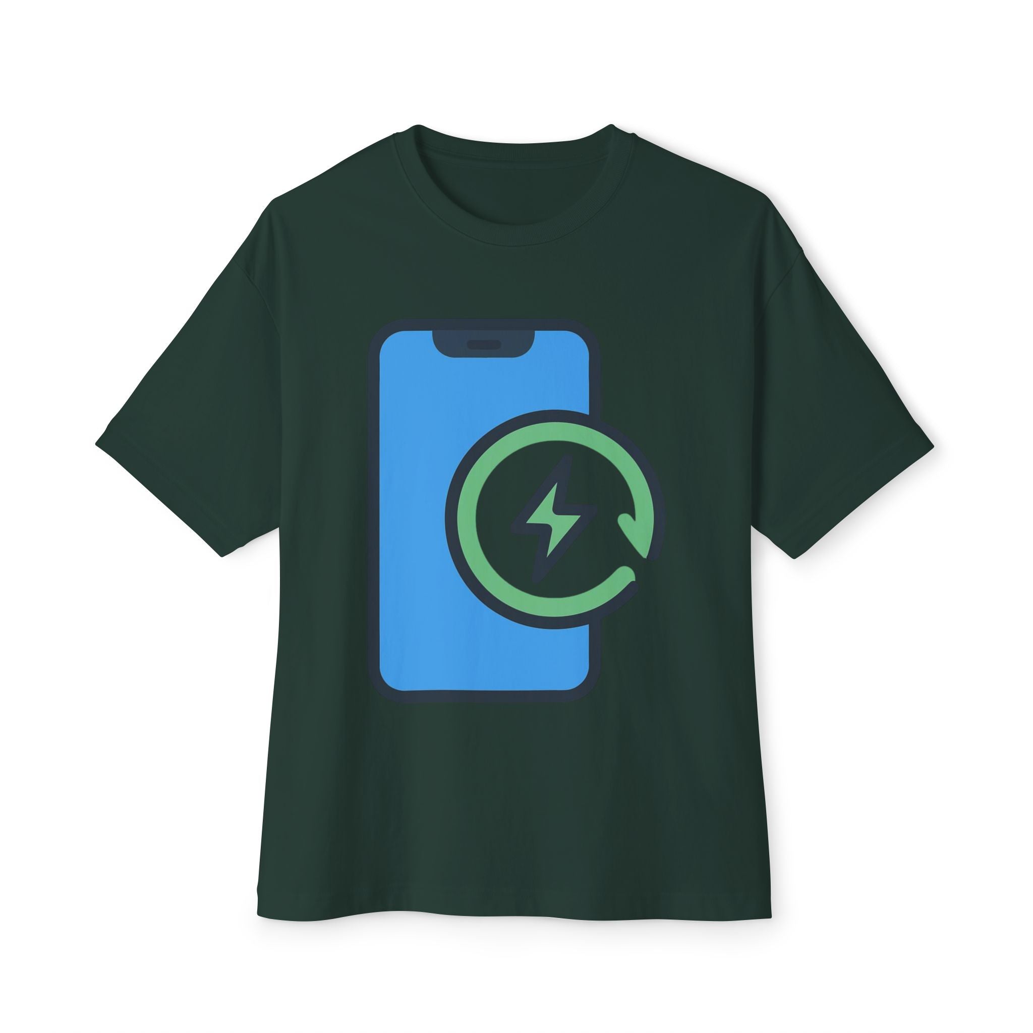 Phone Charging Icon Tee — Tech Recharge Graphic T-Shirt