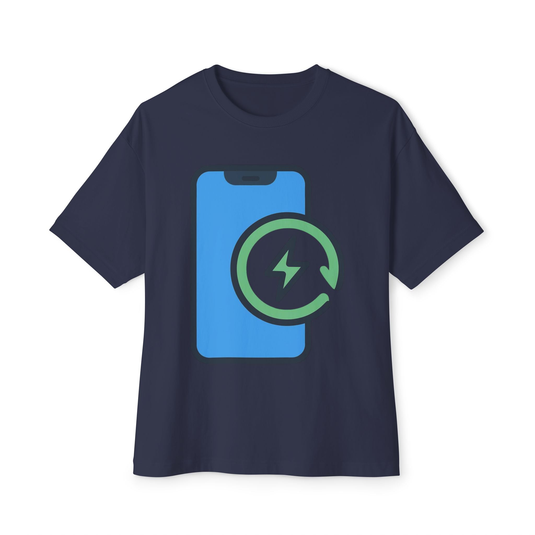 Phone Charging Icon Tee — Tech Recharge Graphic T-Shirt